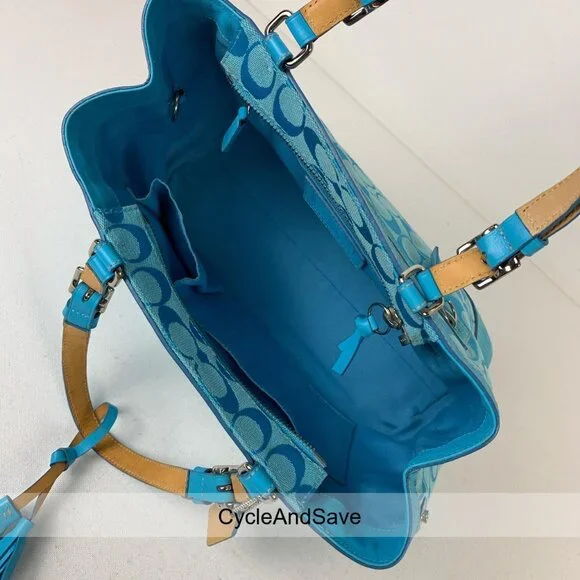 Coach Aqua Signature Tote Bag - Stylish Leather
